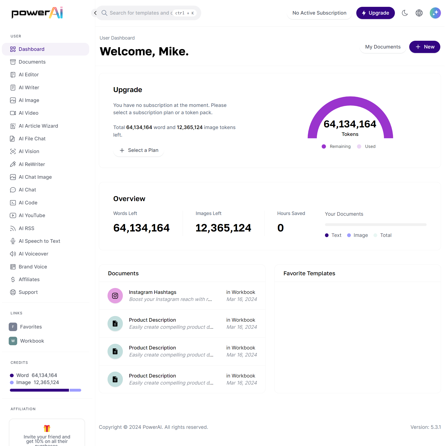 Dashboard Powerai